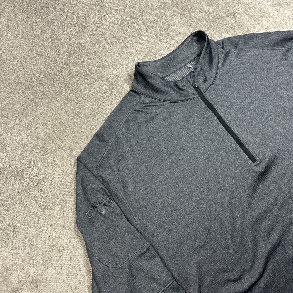 Callaway Weather Series Mens 2X Gray 1/4 Zip Pullover Sweater Golf Performance